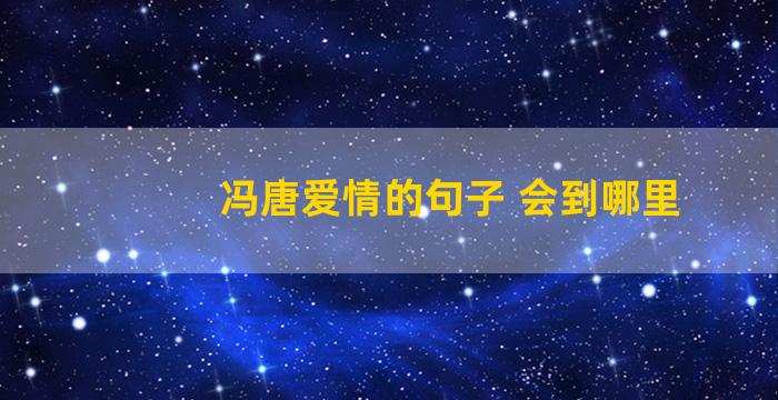 冯唐爱情的句子 会到哪里